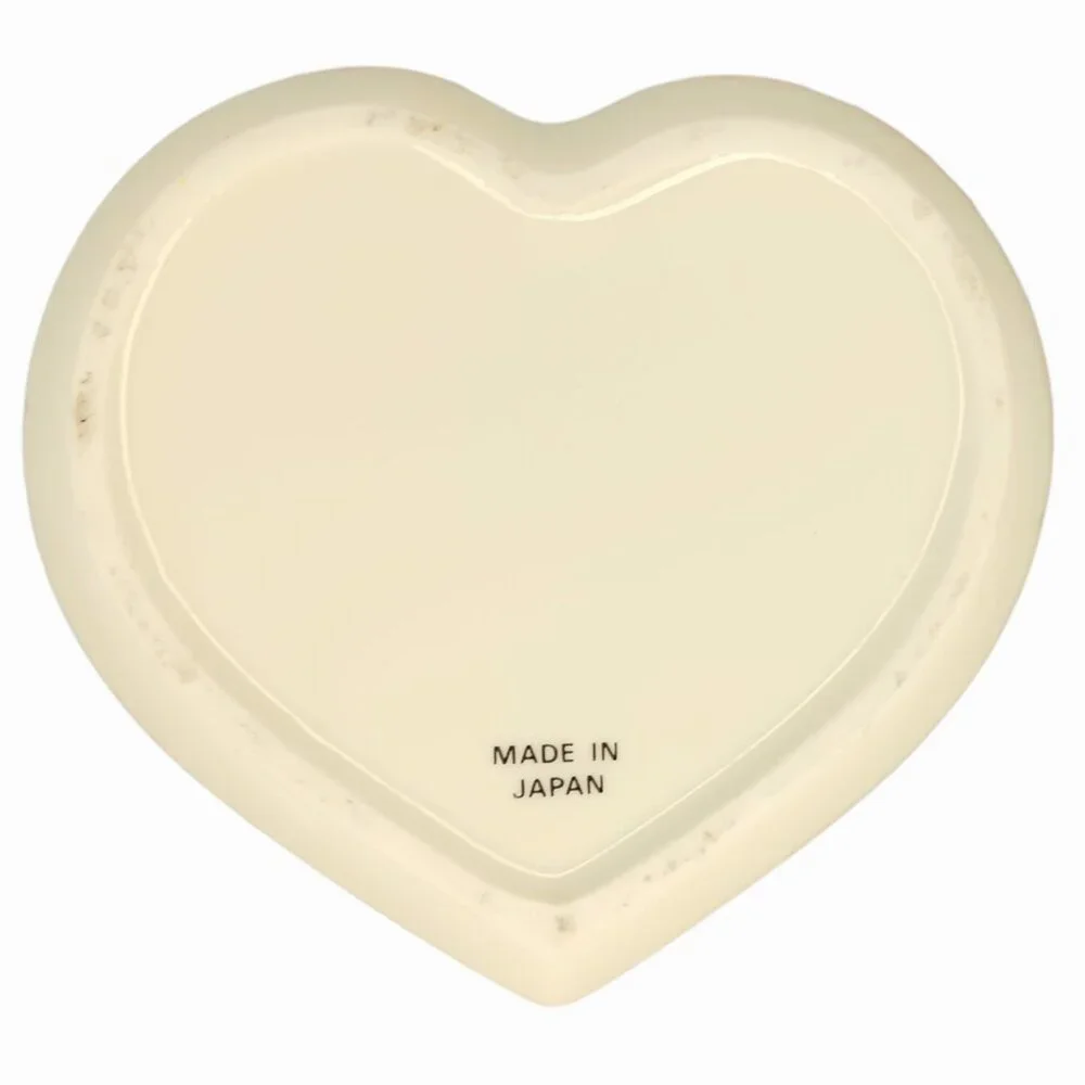 Heart Shaped Floral Trinket Box with Lid Vintage Made in Japan